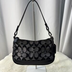 Coach 6094 Signature Demi Mini Pouch Handbag Y2K Vintage Black Gray Shoulder Bag